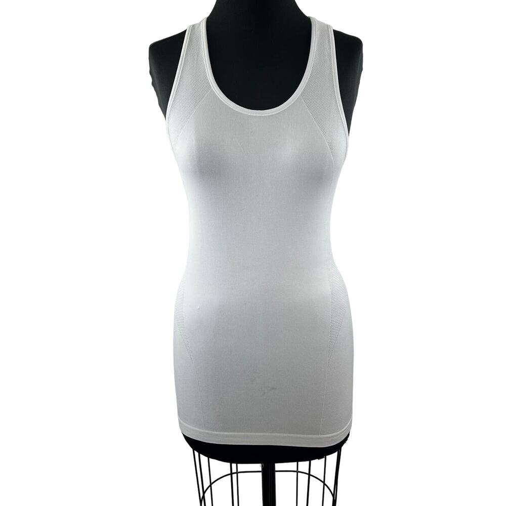 White S Tank Top Scoop Neck Sleeveless Racerback Performance Regular Pullover